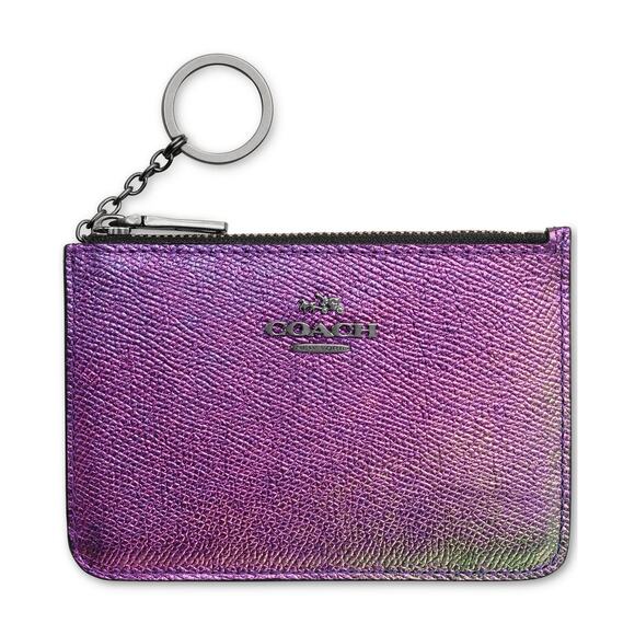 NEW Coach Zip Key Pouch in Hologram Leather Iridescent Small Wallet - Picture 1 of 7